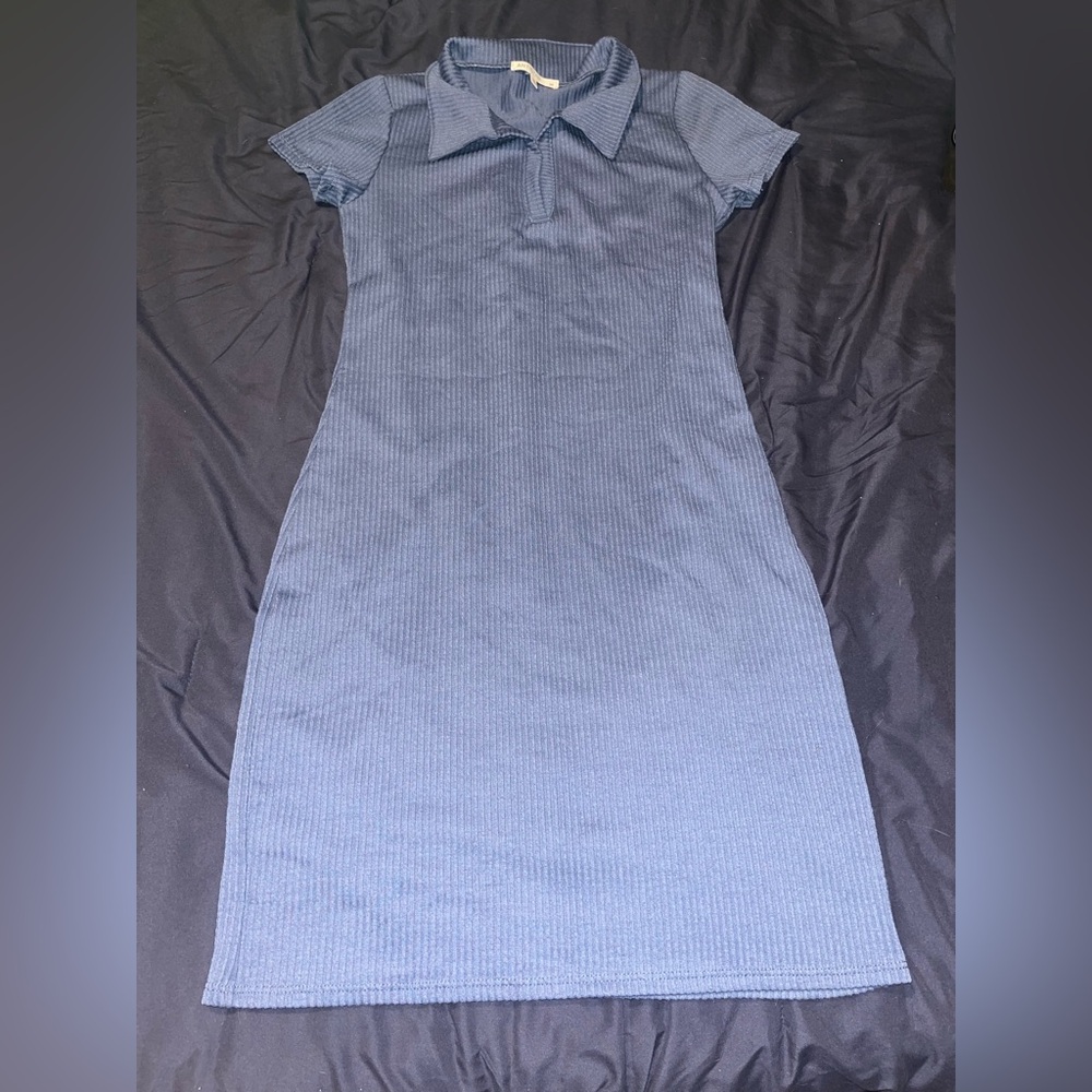 Blue Collared Knit Dress